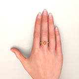 10mm Coral and Diamond Amulet Ring 18K Yellow Gold