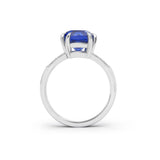 Cushion sapphire and diamond baguette platinum ring