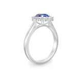 Oval Sapphire and Diamond Halo Ring, 950 Platinum