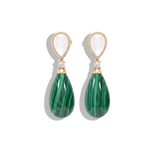 Mother of Pearl, Malachite, Diamond Teardrop Earrings, 18K Gold