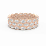 Marquise Diamond Bezel Triple Row Eternity Ring, 18K Gold