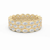 Marquise Diamond Bezel Triple Row Eternity Ring, 18K Gold