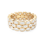 Marquise Diamond Bezel Triple Row Eternity Ring, 18K Gold