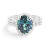 Colour change Oval Alexandrite and Diamond Engagement Ring, 950 Platinum