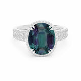Oval Alexandrite and Diamond Engagement Ring, 950 Platinum