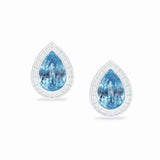 Pear Aquamarine & Diamond Stud Platinum Earrings