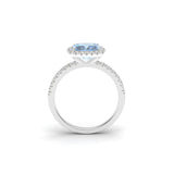 Aquamarine & Diamonds Halo 18k White Gold Ring side view