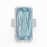 Octagon Aquamarine and Diamond Cocktail Ring, Platinum