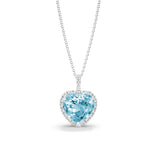 Heart Aquamarine & Diamond Necklace, 18K White Gold
