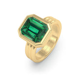 Emerald Bezel Set Cocktail Ring, 18K Yellow Gold