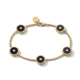 Onyx and Diamond Round Bezel in 18K Gold or Silver Bracelet