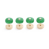 Cabochon Jade & Diamond Shirt Studs, 18K Gold