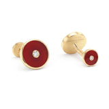Natural Carnelian Round Bezel Cufflinks in 18K Yellow Gold