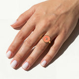 Coral & Diamond Ring