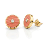 Coral & Diamond Stud Earrings