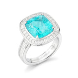 Cushion Paraiba Tourmaline & Diamond Halo Ring