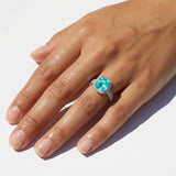 Cushion Neon Paraiba Tourmaline & Diamond Ring, 950 Platinum