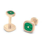 Malachite Cushion Cufflinks, 18K Rose Gold