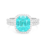 Cushion Neon Paraiba Tourmaline & Diamond Ring, 950 Platinum
