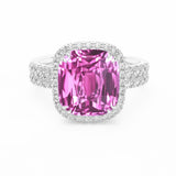 Cushion kunzite and diamond platinum cocktail ring