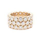 Round Diamond Three Row Bezel Eternity Ring, 18K Gold