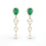 EMERALD, DIAMOND & PEARL Earrings