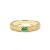 Raw Emerald Solitaire Ring, 18K Gold