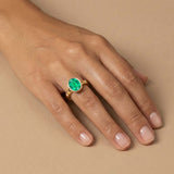 Oval Emerald Bezel Set Solitaire Ring, 18ct Yellow Gold