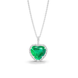 Heart Emerald & Diamonds 18K White Gold Pendant