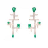 ivy emerald and diamonds 18k rose gold drop chandelier earrings