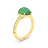 CABOCHON JADE & DIAMOND Ring