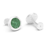 Jade and Diamonds Round Cufflinks, 18K white Gold