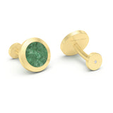 Jade and Diamonds Round Cufflinks, 18K Gold