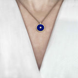 Lapis Lazuli and Diamond Amulet Pendant, 18K Gold on model