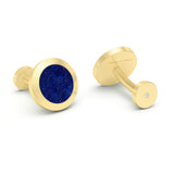 Lapis Lazuli and Diamonds Round Cufflinks, 18K Yellow Gold