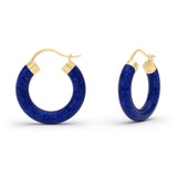 Lapis Lazuli Hoop Earrings, 18K Yellow Gold