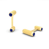 Cabochon Lapis Lazuli Cylindrical Barrel Cufflinks, 18K Yellow Gold