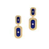 Lapis Lazuli & Diamond Talisman Earrings, 18K Raw Textured Gold