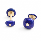 Cabochon Lapis Lazuli and Diamonds Cufflinks, 18K Yellow Gold