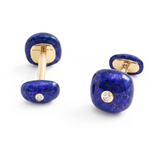 Cabochon Lapis Lazuli and Diamonds Cufflinks, 18K Yellow Gold