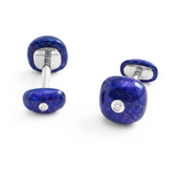Cabochon Lapis Lazuli and Diamonds Cufflinks, 18K Yellow Gold