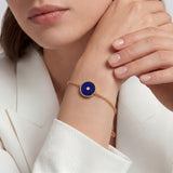 lapis lazuli diamond gold bracelet close up on model