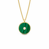 Malachite and Diamond Amulet Pendant, 18K Gold
