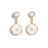 Mother of Pearl and Diamond Amulet Drop Earrings, 18K Gold