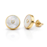 Mother of Pearl and Diamond Amulet Earrings, 18K Gold
