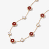 Carnelian, Diamond & Mother of Pearl Amulet Necklace in gold