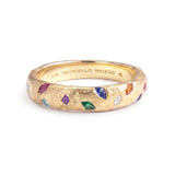 Raw Multi-Gemstones Ring in 18K Textured Gold