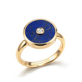 Lapis Lazuli and Diamond Amulet Ring, 18K Yellow Gold