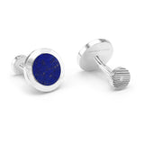 Lapis Lazuli and Diamonds Round Cufflinks, 18K white
Gold