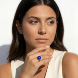 lapis lazuli gold ring on model